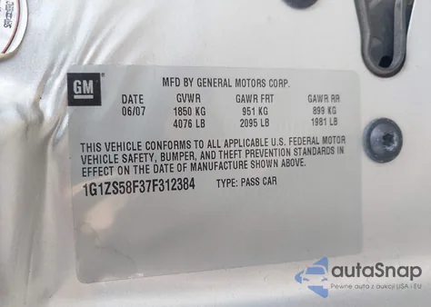 2007 Chevrolet Malibu Ls from USA, damaged, VIN 1G1ZS58F37F312384